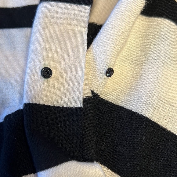 Anthropologie Deleta black and cream stripe wrap front three quarter top size XS - Picture 6 of 10